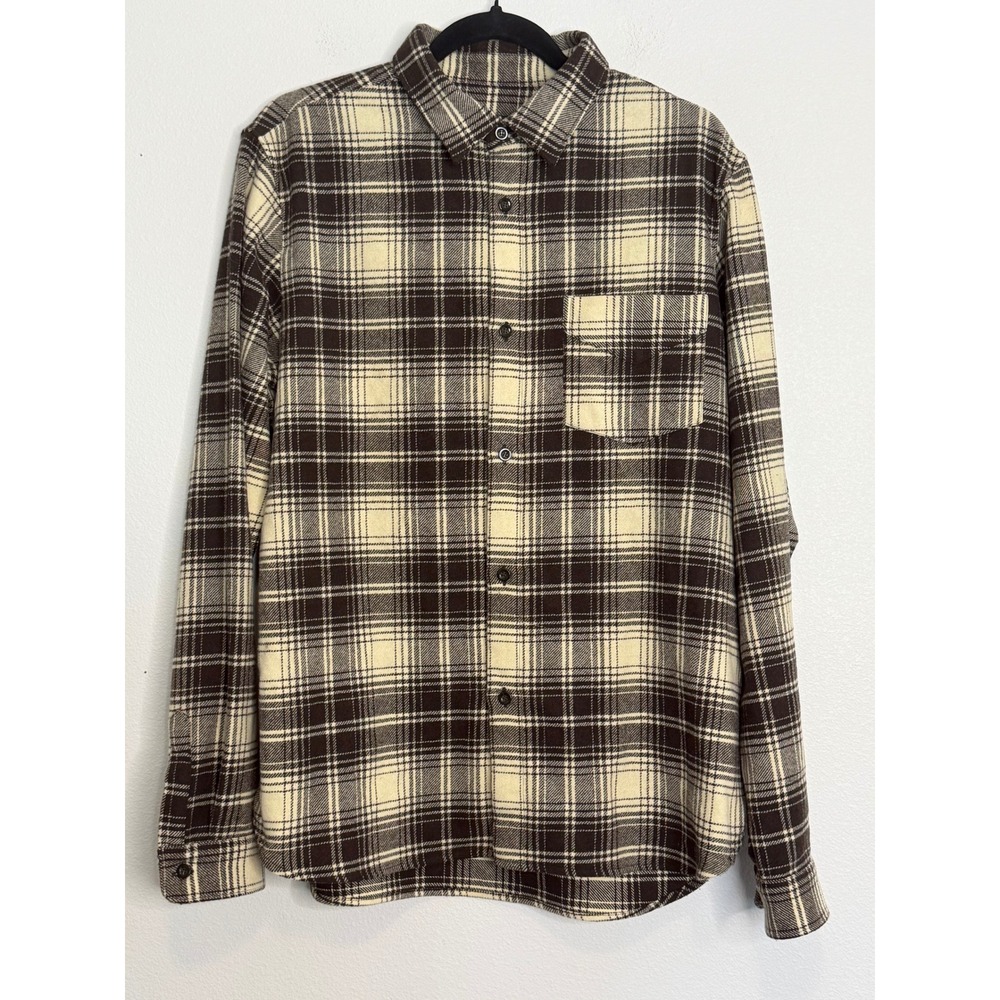 A.P.C Rue Madame Paris Men's Brown Plaid Wool Blend Flannel Shirt M